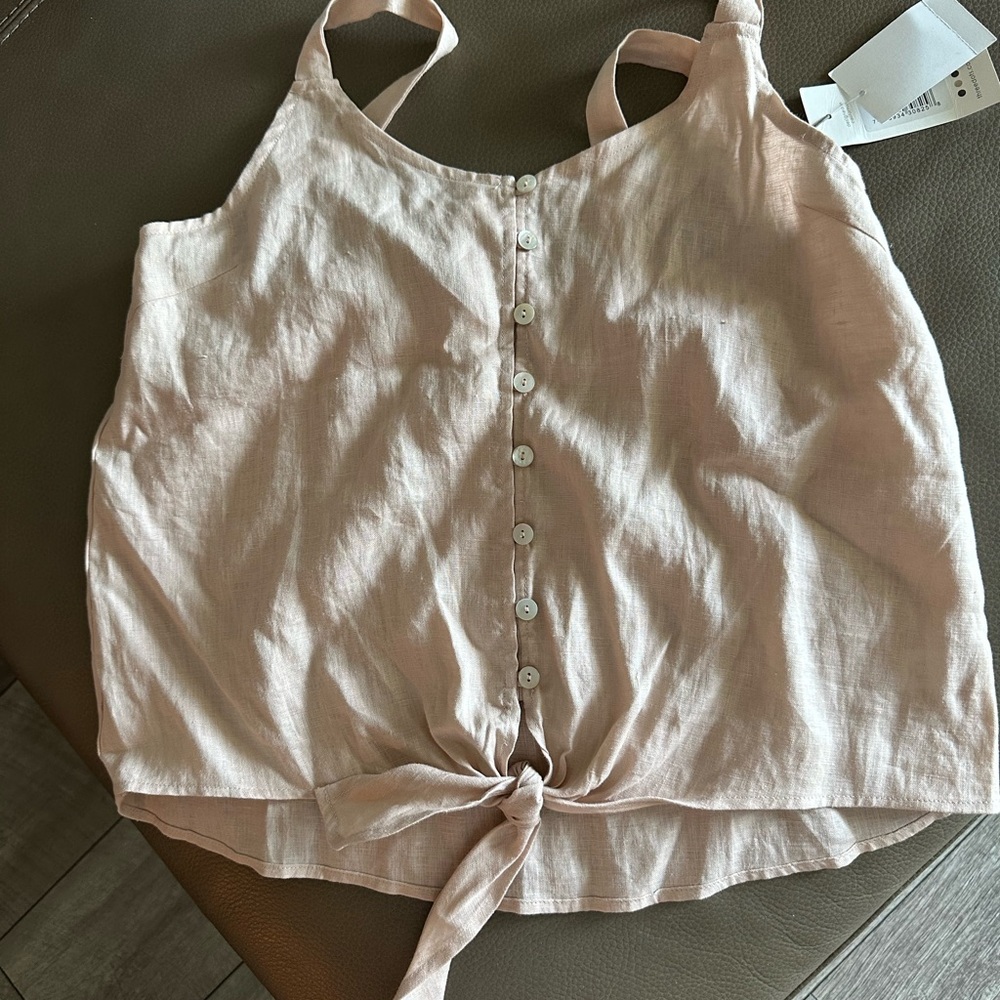 Women's Three Dots Pink Button-Down Top